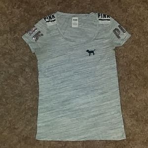 Vs Pink short sleeved grey blingy shirt